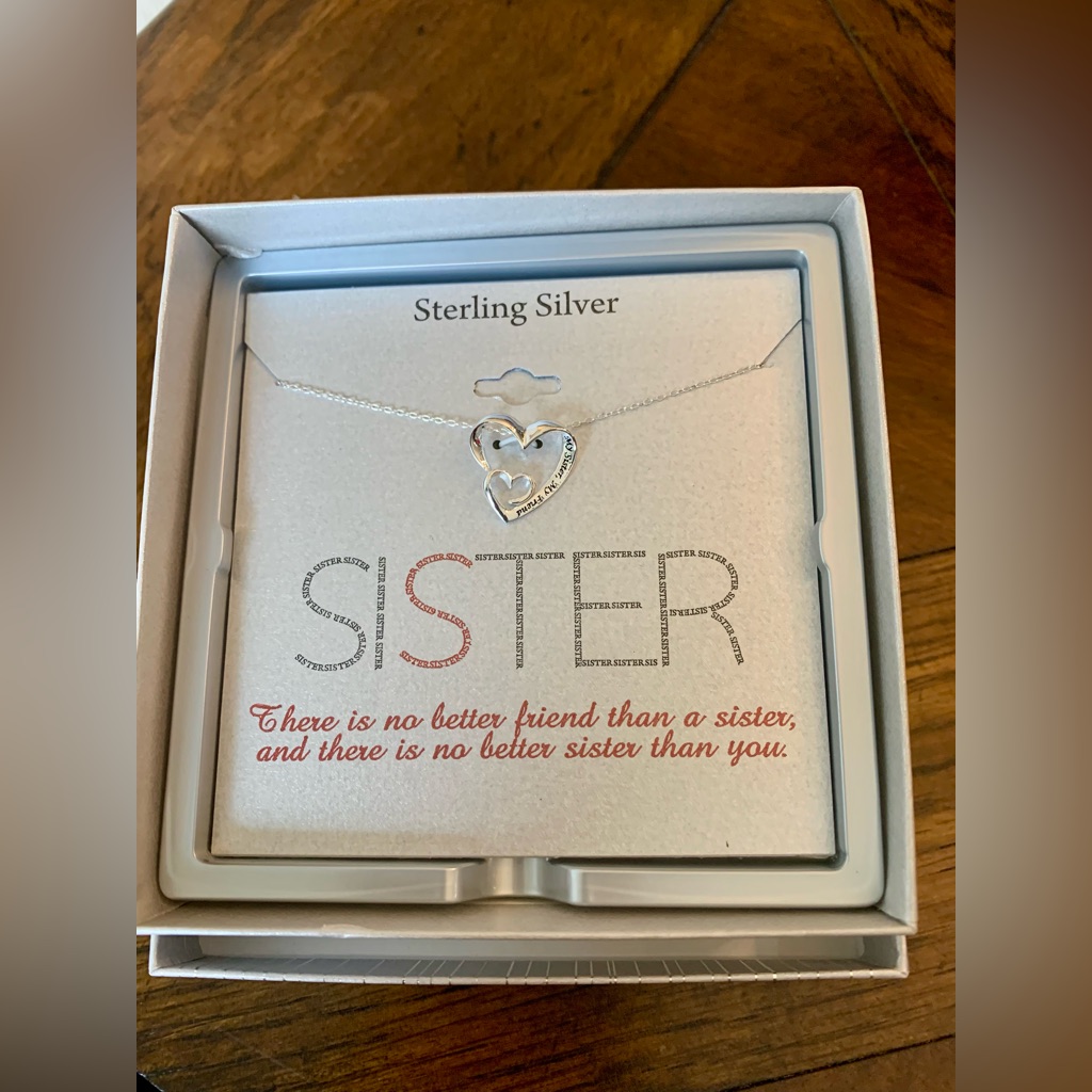 New Sterling Silver Sisters Heart Necklace Footnotes Gift Valentine’s Birthday